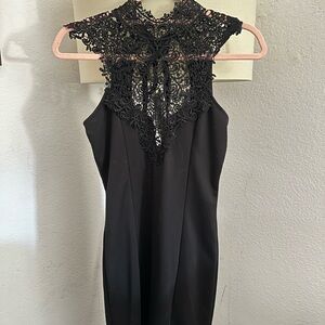 Lulus black bodycon dress with lace detailed neck
